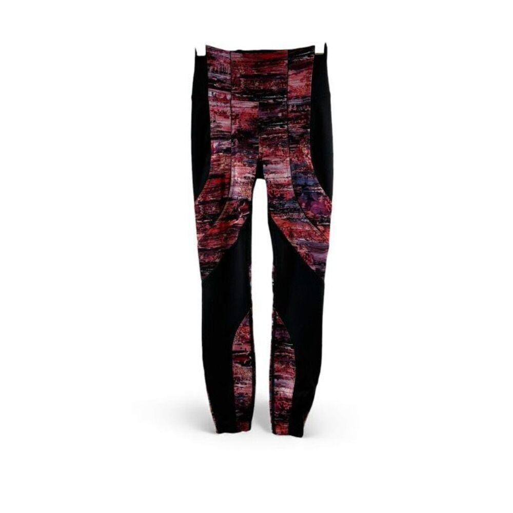 Lululemon High Rise Full Length Leggings in Red Print and Black Size 2